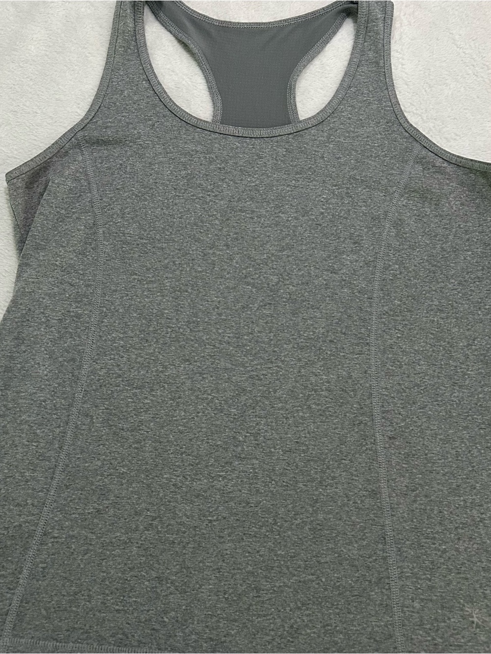 Danskin Now Women’s Sz L Gray Racerback Semi Fitted Athletic Tank Top Dri More